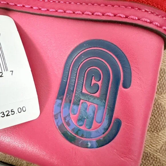 Coach 69522 Backpack 23 IN Signature canvas Tan Bright Cherry